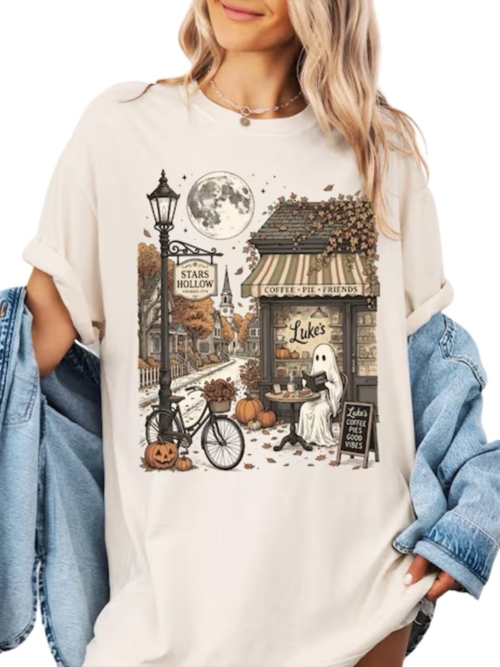Cream Halloween Coffee Shop Graphic Tee